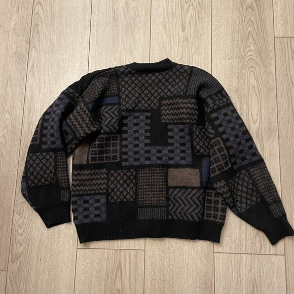 Maremma Wool Knit Cardigan Sweater V Neck Long Sleeves Black Multicolor Size 52 - Picture 3 of 11